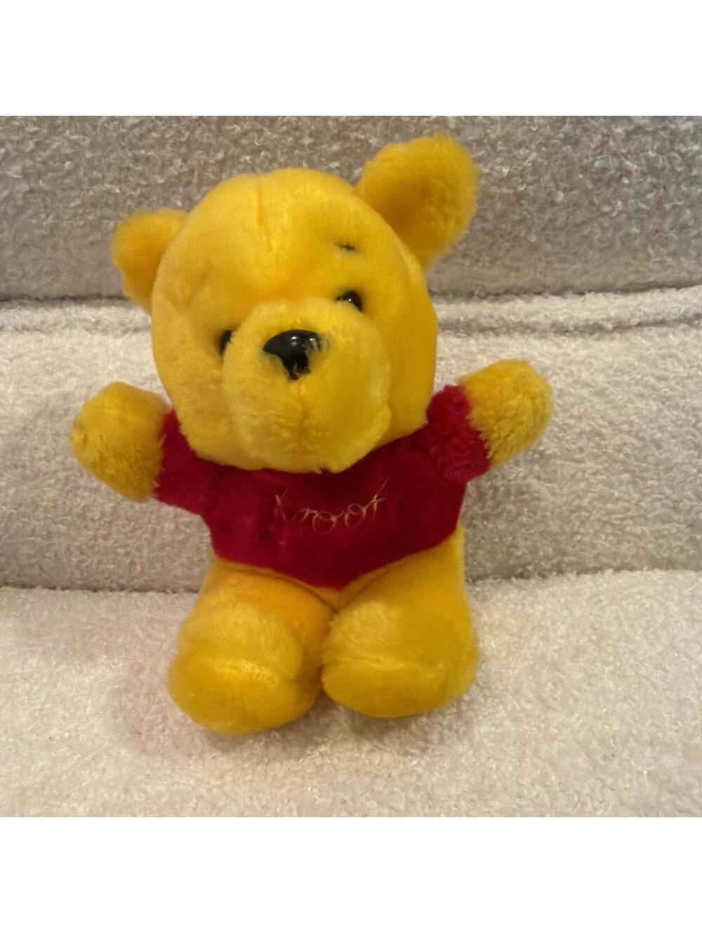 Vintage Disney Winnie The Pooh Plush Bear Red Shirt 5.5 in Original Used